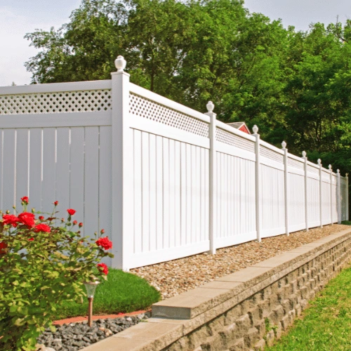 Vinyl fence installation in Sabre Springs with privacy panels