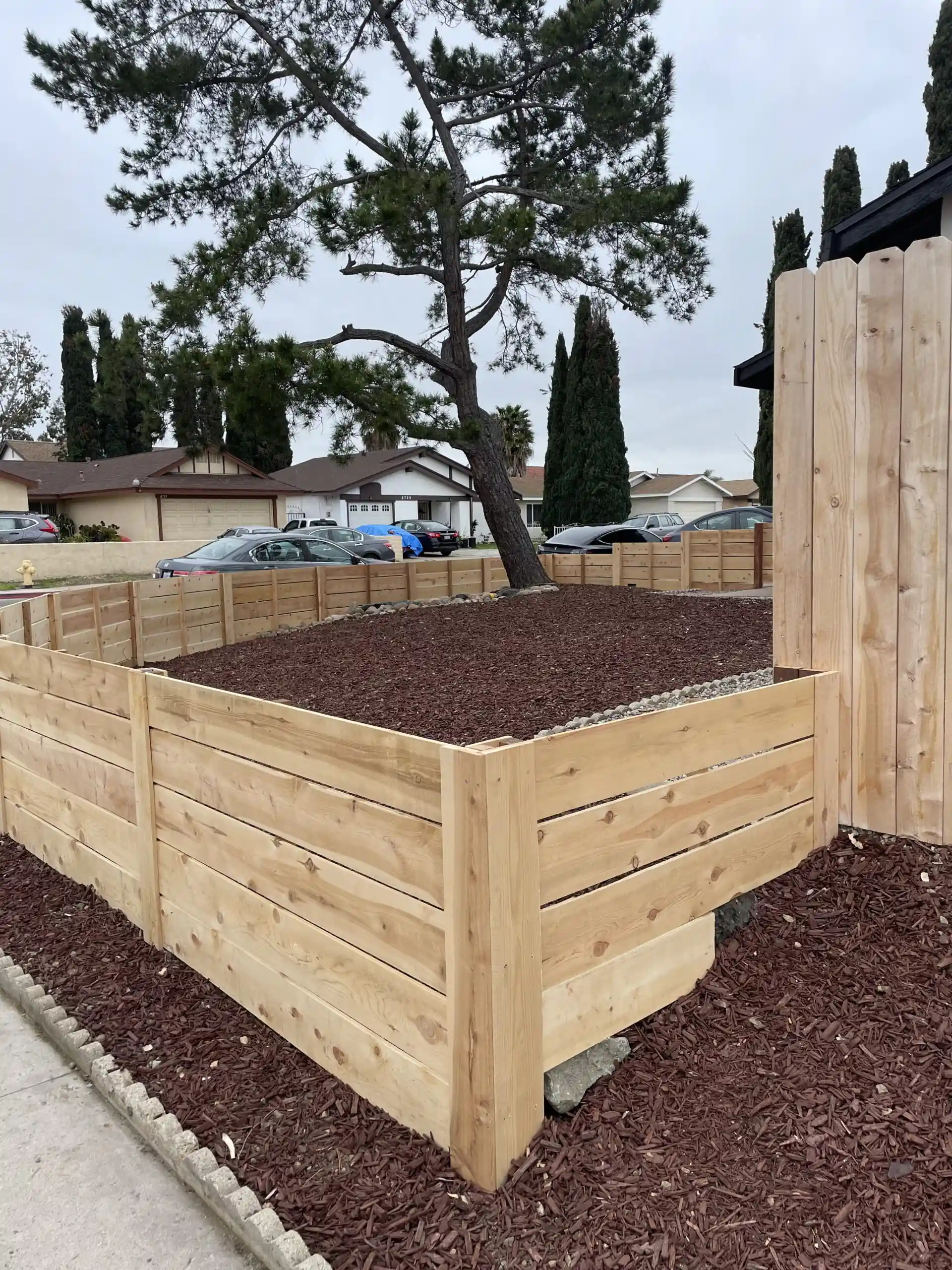 Wood Fence Install in Sorrento Valley horizontal and vertical